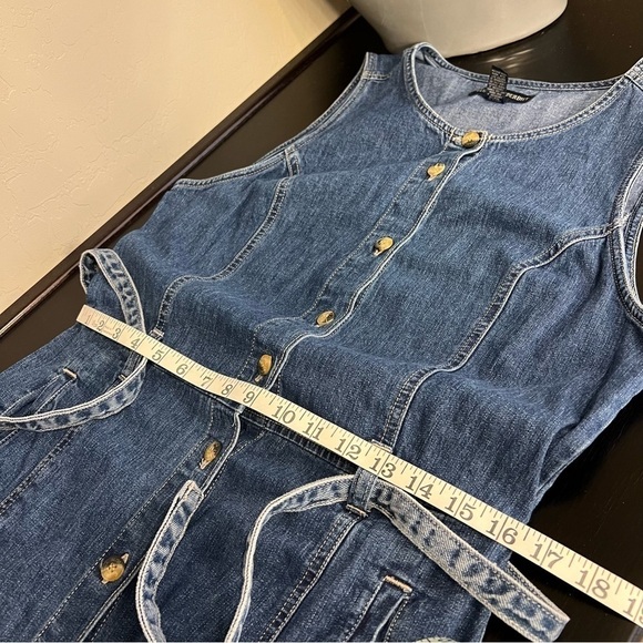 Vintage Gloria Vanderbilt denim midi/maxi dress, buttondown, sleeveless, size M - Picture 7 of 10